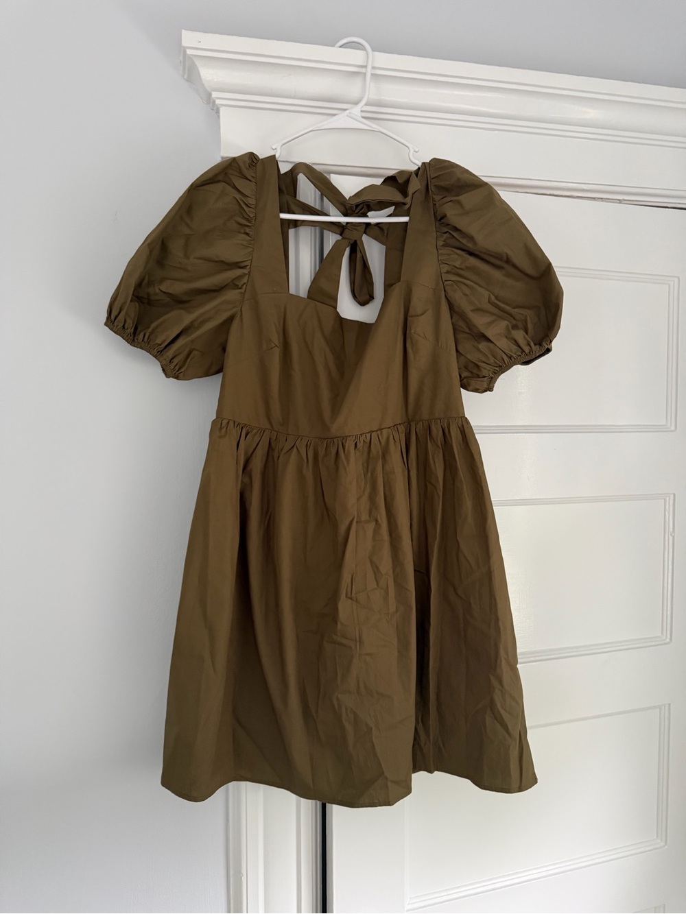 Forever 21 Olive Green Puff Sleeve Mini Dress